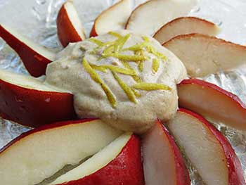 Pears with Ginger-Date Almond Cream